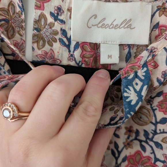 Cleobella Magdalena Sunset Woodblock Printed Bohemian Mini Dress Size M - Picture 4 of 8